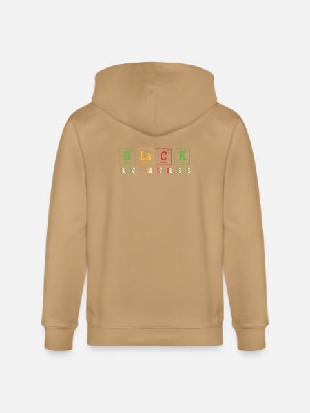 Black Nurse Registered Nurse - Stanley/Stella Cultivator Organic Zip Hoodie - latte
