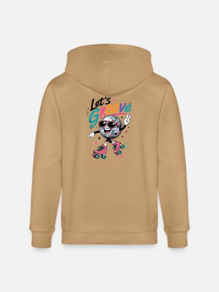 "Let's Groove" Retro Roller-Skating Disco - Stanley/Stella Cultivator Organic Zip Hoodie - latte