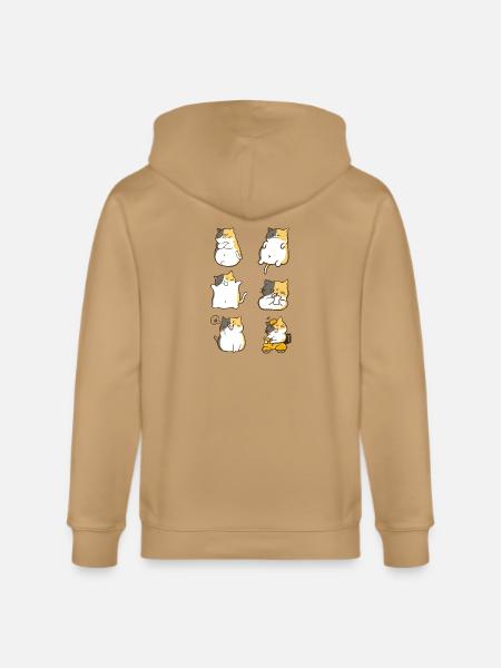 Chubby Calico Cat Expressions - Stanley/Stella Cultivator Organic Zip Hoodie - latte