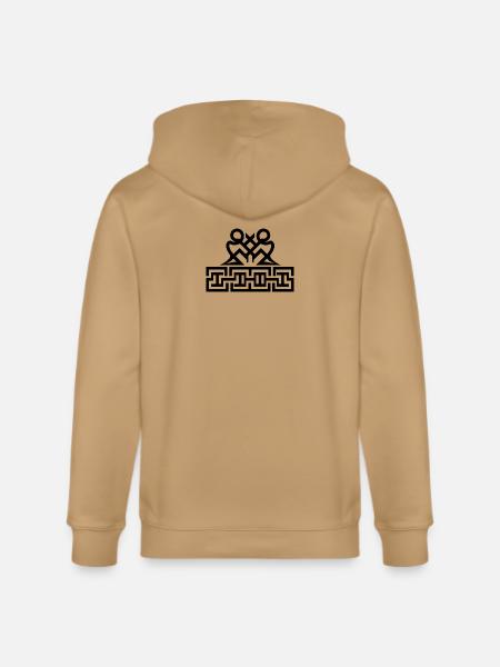 Twin Glyphs and Maze Motif - Stanley/Stella Cultivator Organic Zip Hoodie - latte