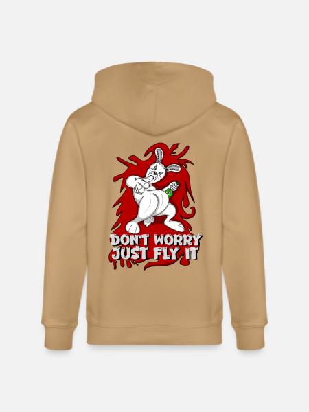 Badass bunny just fly it - Stanley/Stella Cultivator Organic Zip Hoodie - latte