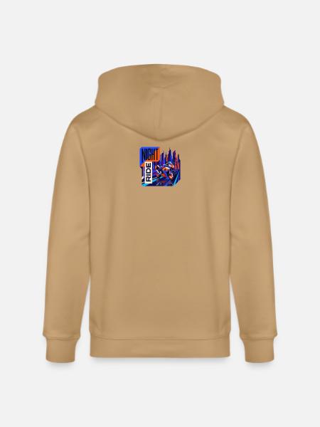 Night Ride Neon City - Stanley/Stella Cultivator Organic Zip Hoodie - latte