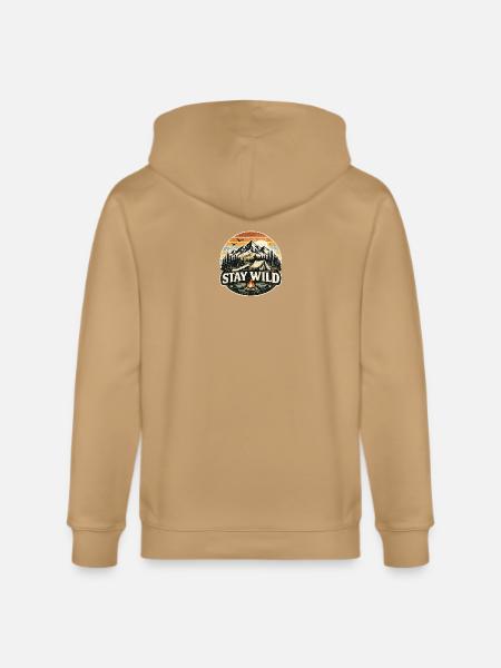 Stay Wild Camp Retro Sunset - Stanley/Stella Cultivator Organic Zip Hoodie - latte