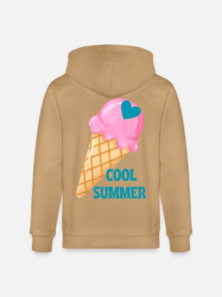 Ice Cream Heart Summer Vibe - Stanley/Stella Cultivator Organic Zip Hoodie - latte