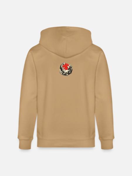Koi Swirl Red Sun Wave - Stanley/Stella Cultivator Organic Zip Hoodie - latte