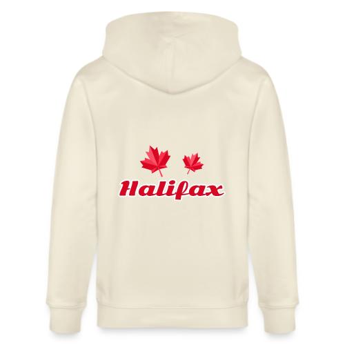Halifax with two red maple leaves - Stanley/Stella Cultivator Organic Zip Hoodie