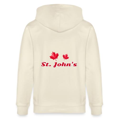St. John's with two red maple leaves - Stanley/Stella Cultivator Organic Zip Hoodie