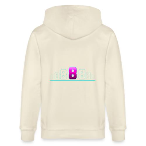 Number 8 in Magenta: Varsity Font - Stanley/Stella Cultivator Organic Zip Hoodie