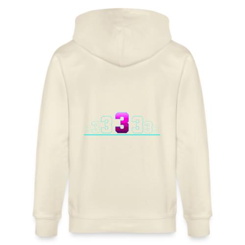 Number 3 in Magenta: Varsity Font - Stanley/Stella Cultivator Organic Zip Hoodie