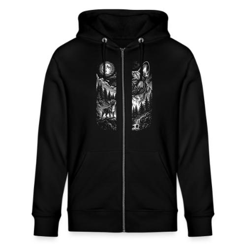Vintage French Bulldog Moon Howling Tee - Stanley/Stella Cultivator Organic Zip Hoodie