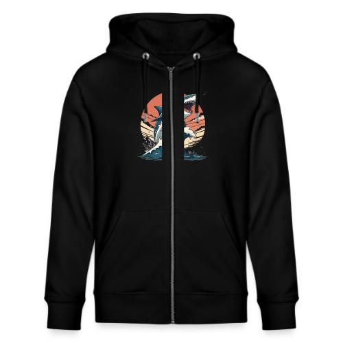Fierce Shark Breaking Through Waves - Stanley/Stella Cultivator Organic Zip Hoodie