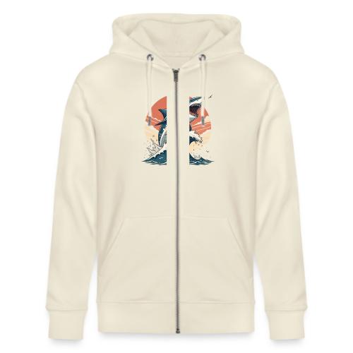 Fierce Shark Breaking Through Waves - Stanley/Stella Cultivator Organic Zip Hoodie