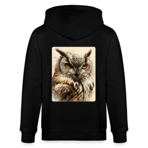 Great Horned Owl Watercolor Design - Stanley/Stella Cultivator Organic Zip Hoodie
