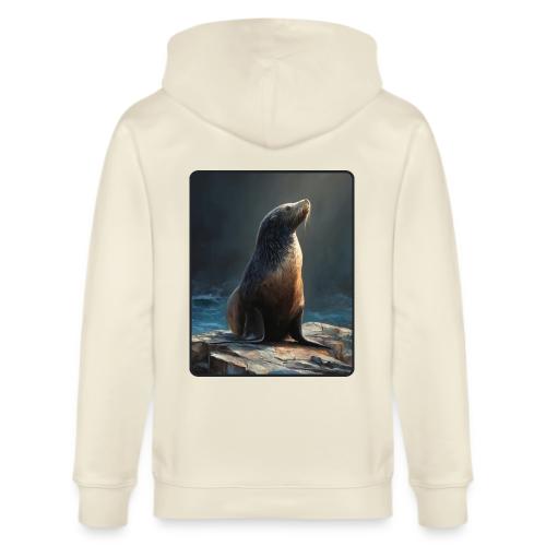 Fur Seal Artistic Shore Portrait Design - Stanley/Stella Cultivator Organic Zip Hoodie