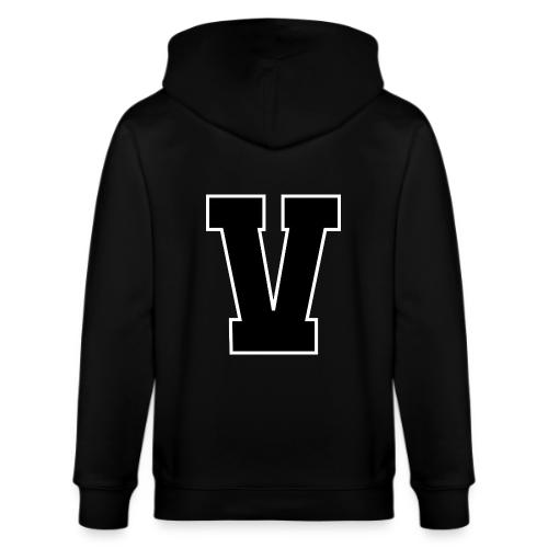 Varsity Letter V Athletic Alphabet Graphic - Stanley/Stella Cultivator Organic Zip Hoodie