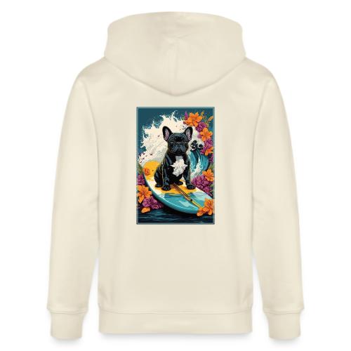 French Bulldog Surfing A Flower Wave - Stanley/Stella Cultivator Organic Zip Hoodie