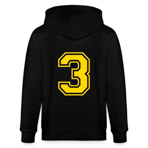 Number 3 in a classic athletic collegiate font - Stanley/Stella Cultivator Organic Zip Hoodie
