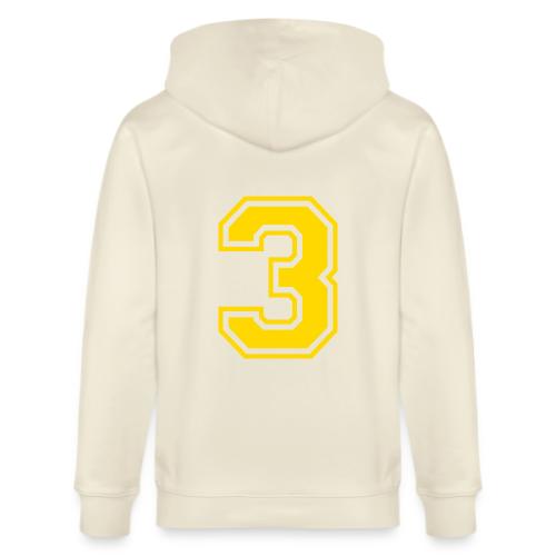 Number 3 in a classic athletic collegiate font - Stanley/Stella Cultivator Organic Zip Hoodie