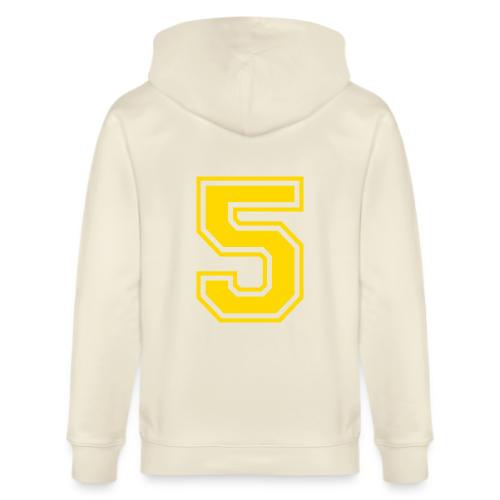 Number 5 in a classic athletic collegiate font - Stanley/Stella Cultivator Organic Zip Hoodie