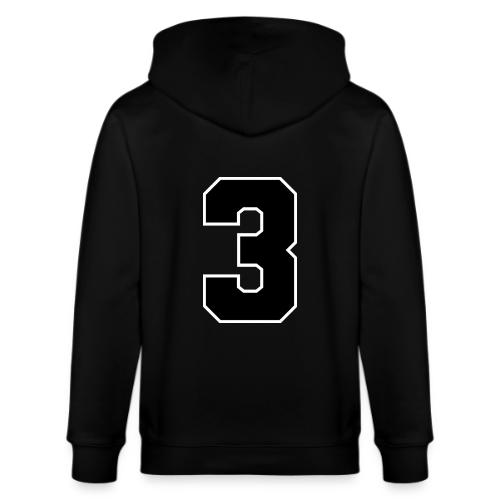 Varsity Number 3 Athletic Font - Stanley/Stella Cultivator Organic Zip Hoodie