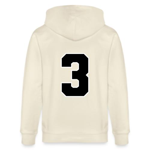 Varsity Number 3 Athletic Font - Stanley/Stella Cultivator Organic Zip Hoodie