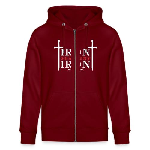 Iron Sharpens Iron - Proverbs 27:17 (White & Red) - Stanley/Stella Cultivator Organic Zip Hoodie