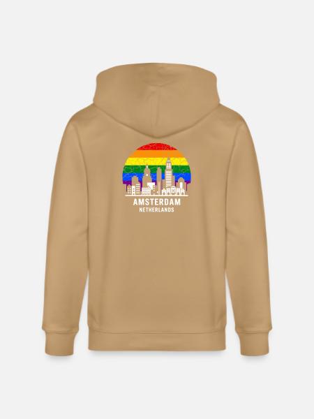 Amsterdam Skyline Rainbow Illustration - Stanley/Stella Cultivator Organic Zip Hoodie -