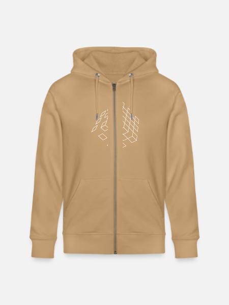 Cubic Wireframe black design - Stanley/Stella Cultivator Organic Zip Hoodie - 
