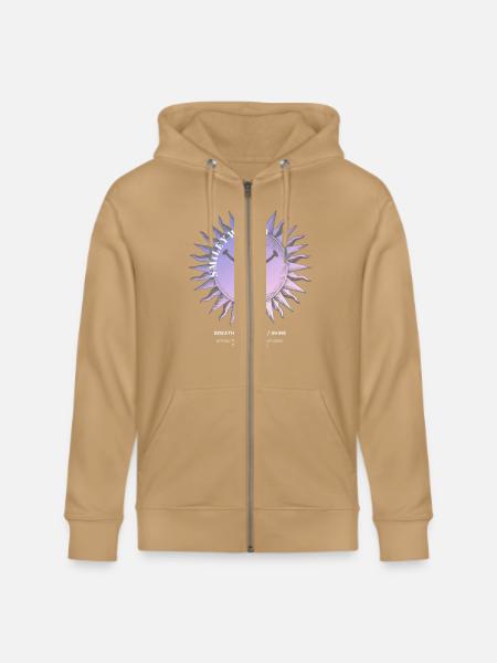 SmileyWorld Smiling Sun In Purple - Stanley/Stella Cultivator Organic Zip Hoodie - anthracite