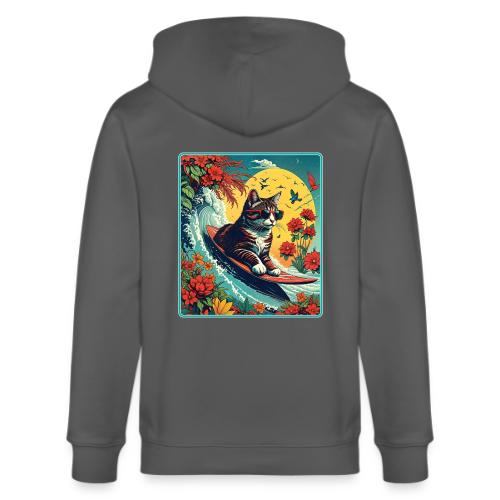 Kitten Surfing In Flowers - Stanley/Stella Cultivator Organic Zip Hoodie