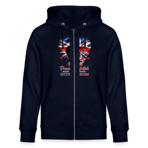 Proud to Be British Teddy Bear UK Patriot Gift - Stanley/Stella Cultivator Organic Zip Hoodie