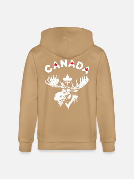 Canadian Moose with Maple Leaf Emblem - Stanley/Stella Cultivator Organic Zip Hoodie - 