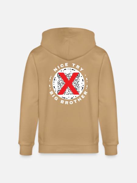 Nice Try Big Brother Privacy QR Code Design - Stanley/Stella Cultivator Organic Zip Hoodie - french navy