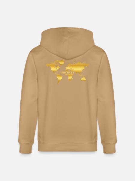 Golden Peace World Map - Stanley/Stella Cultivator Organic Zip Hoodie -