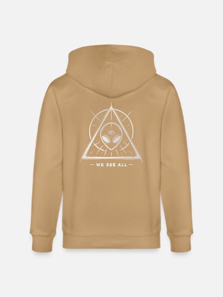 Alien Symbol We See All Cosmic Mystery Tee - Stanley/Stella Cultivator Organic Zip Hoodie - french navy