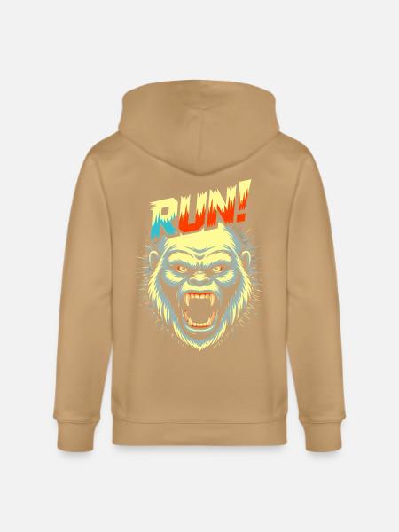 RUN! – Screaming Yeti Face - Stanley/Stella Cultivator Organic Zip Hoodie -