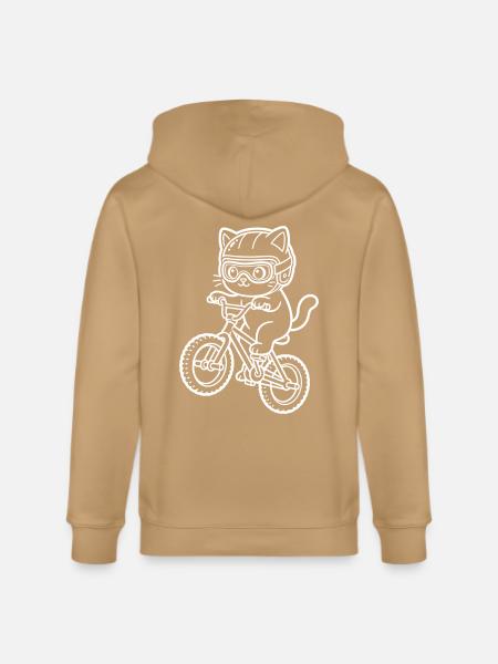 Kawaii Cat Riding BMX Bike - Stanley/Stella Cultivator Organic Zip Hoodie -