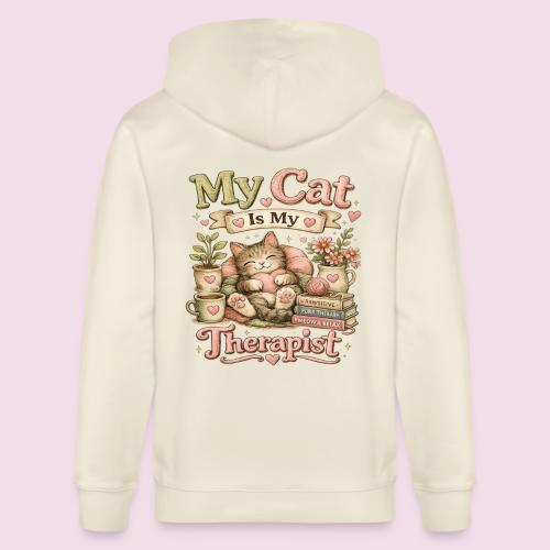 Flux Faux Embroidery My Cat Is My Therapist Design - Stanley/Stella Cultivator Organic Zip Hoodie
