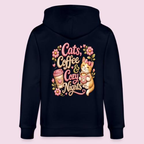 Cats, Coffee & Cozy Nights Faux Stitched Design - Stanley/Stella Cultivator Organic Zip Hoodie