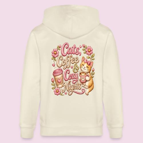 Cats, Coffee & Cozy Nights Faux Stitched Design - Stanley/Stella Cultivator Organic Zip Hoodie