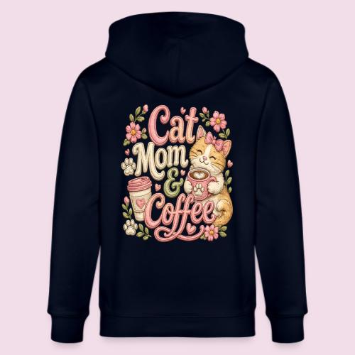 Cat Mom & Coffee Faux Stitched Cat Lover Design - Stanley/Stella Cultivator Organic Zip Hoodie