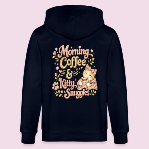 Morning Coffee & Kitty Snuggles Faux Stitched - Stanley/Stella Cultivator Organic Zip Hoodie