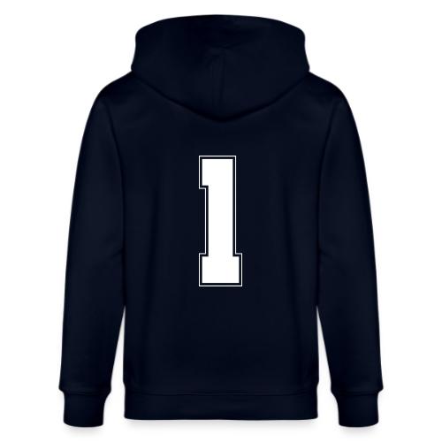 White Number 1 – Varsity Font - Stanley/Stella Cultivator Organic Zip Hoodie