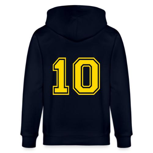 Number 10 in a classic athletic collegiate font - Stanley/Stella Cultivator Organic Zip Hoodie
