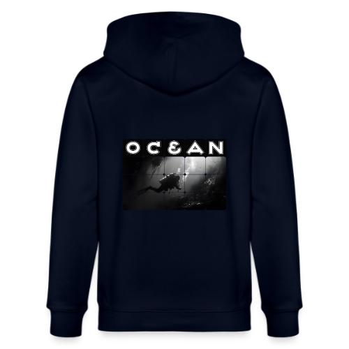 Ocean: Monochrome descent of a scuba diver - Stanley/Stella Cultivator Organic Zip Hoodie