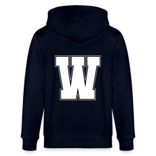 White Letter W – Varsity Alphabet Monogram - Stanley/Stella Cultivator Organic Zip Hoodie
