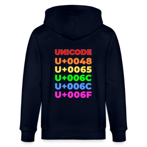 Hello, in unicode - Stanley/Stella Cultivator Organic Zip Hoodie