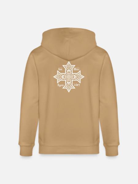 Coptic Cross White Icon - Stanley/Stella Cultivator Organic Zip Hoodie - 