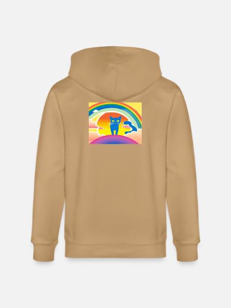 Blue Cat Rainbow Sunset - Stanley/Stella Cultivator Organic Zip Hoodie - 