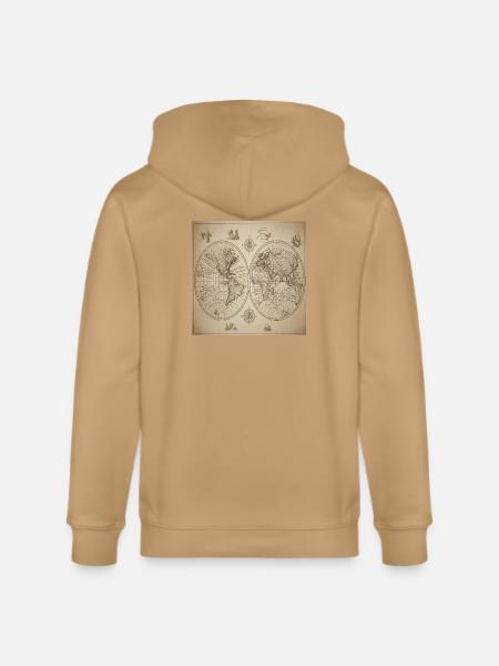 Antique double-halved world map - Stanley/Stella Cultivator Organic Zip Hoodie -